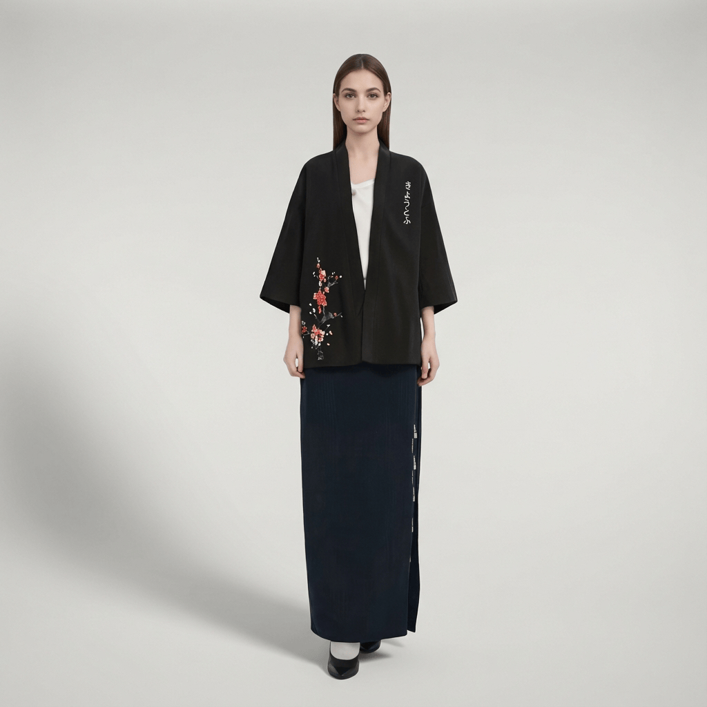 Cardigan Kimono Noir Court Femme