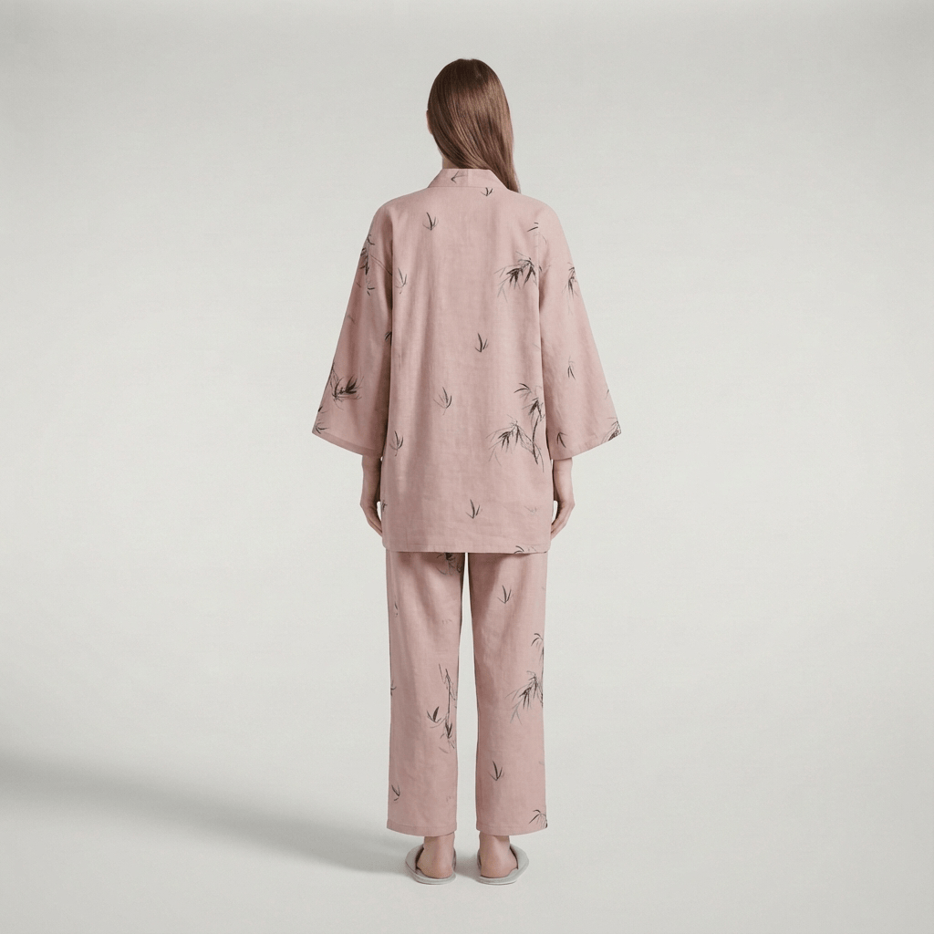 Motif de bambou sur rose pâle