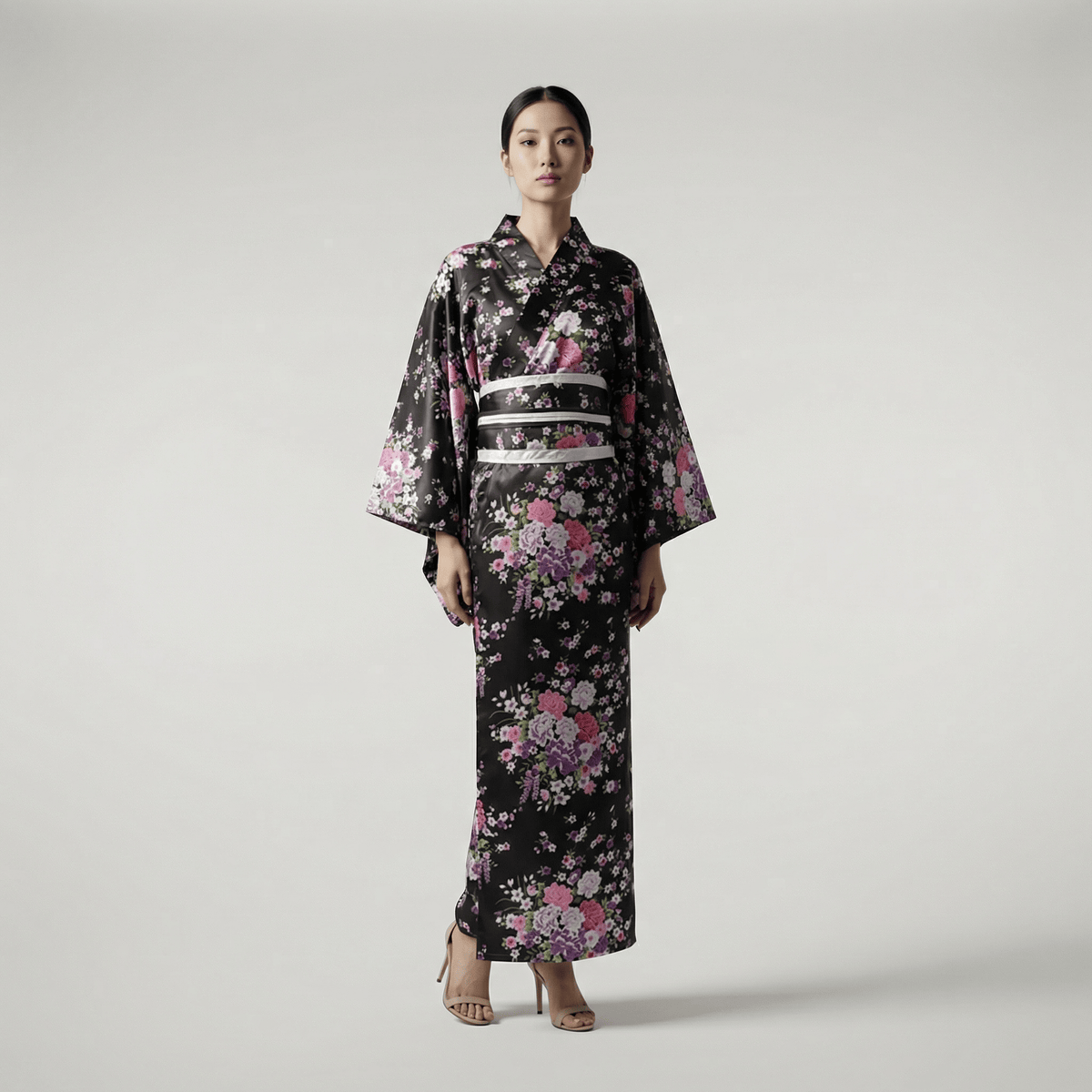 Kimono Japonais Femme Traditionnel Noir