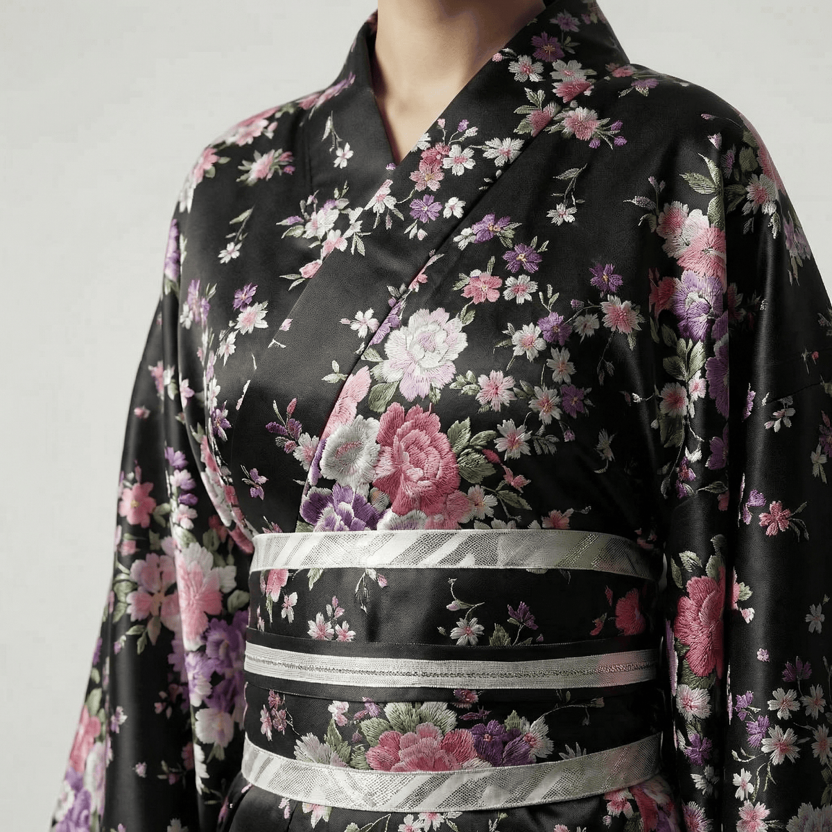 Kimono Japonais Femme Traditionnel Noir