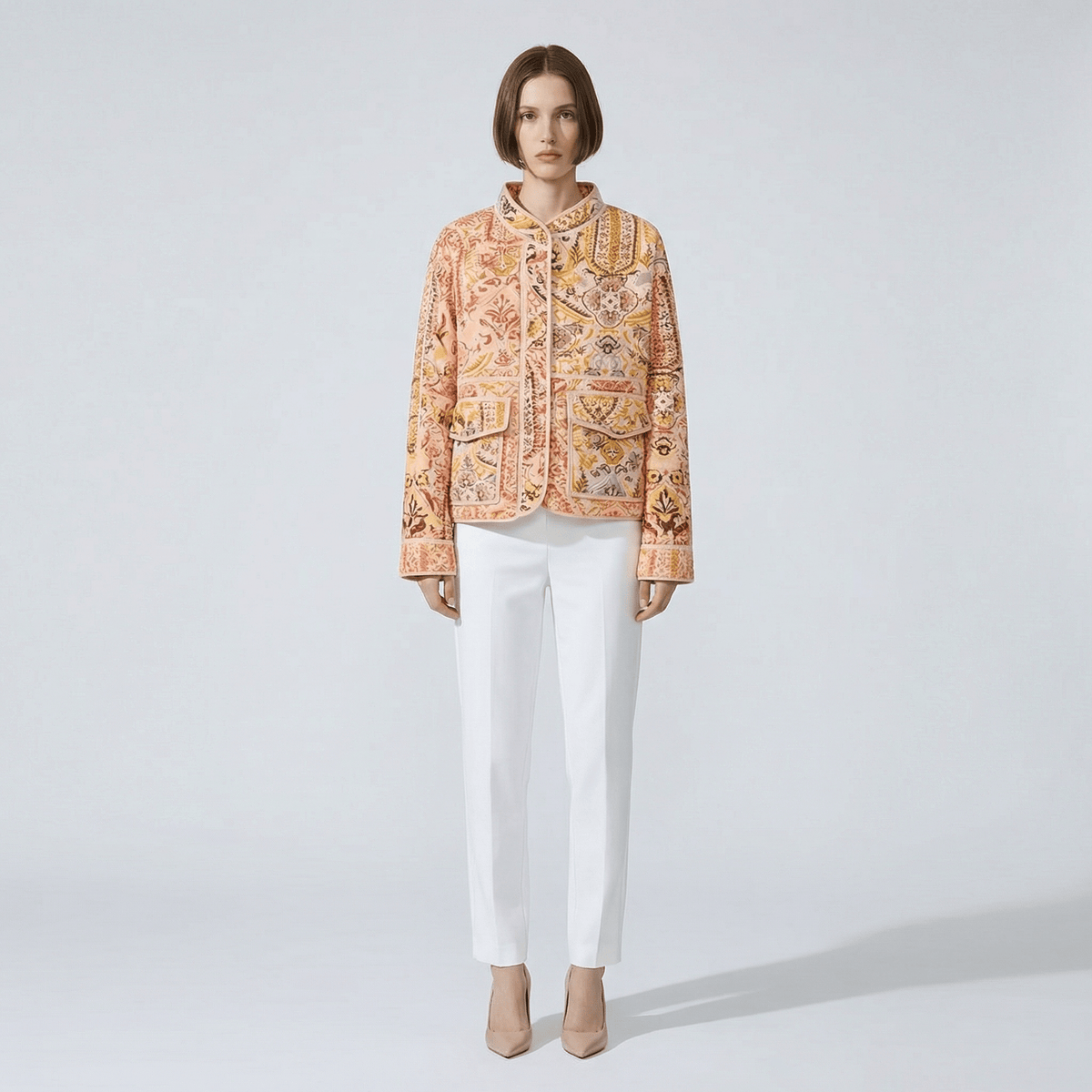 Manteau Kimono Imprime Jaune