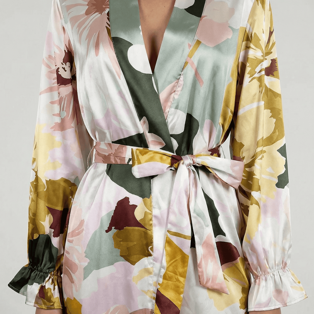 Robe Kimono Satin Longue